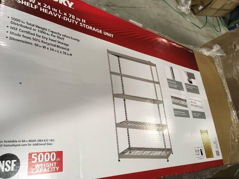 lot 9 image: 78 in. H x 48 in. W x 24 in. D 5 Shelf Steel Unit