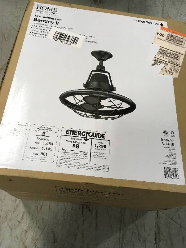 lot 15 image: Bentley II 18 in. IndoorOutdoor Tarnished Bronze Oscillating Ceiling Fan with Wall Control  in good condition