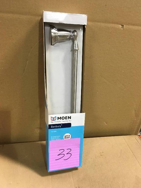 lot 33 image: MOEN Towel Holders Banbury 18 in. Towel Bar in Spot Resist Brushed Nickel  in good condition
