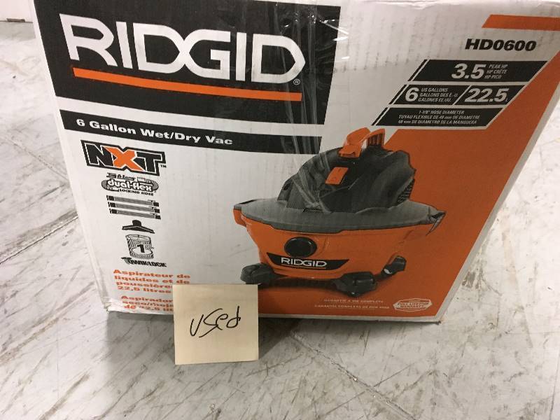 lot 34 image: 6 Gal. 3.5-Peak HP NXT WetDry Vac USED  in good condition