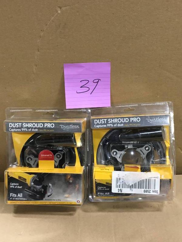 lot 39 image: Lot of 2 Dustless Technologies 5 in. Universal Dust Shroud Pro for Angle Grinders  in good condition