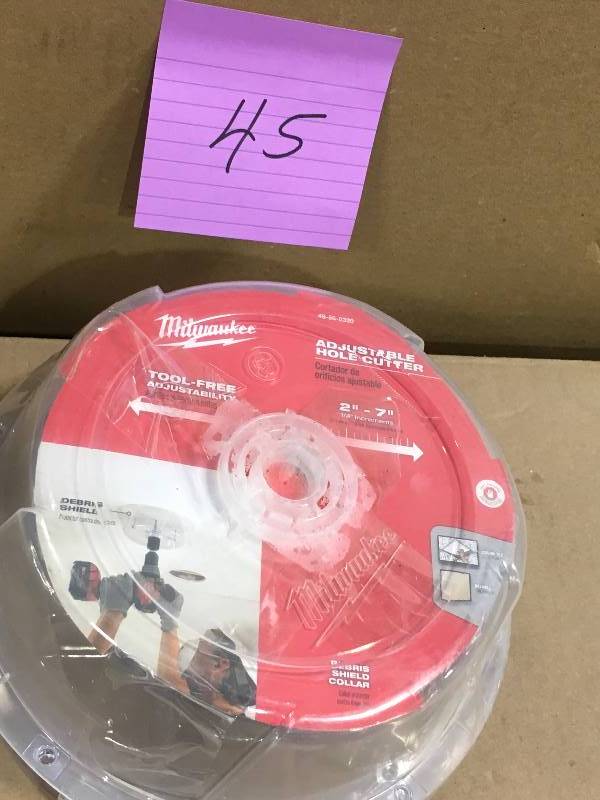 lot 45 image: Milwaukee 2 in. to 7 in. Adjustable Hole Saw Cutter  in good condition
