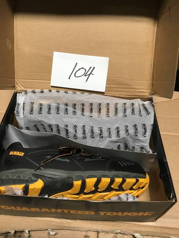 lot 104 image: DEWALT Angle Mens Size 10(W) BlackYellow Nylon Mesh Steel Toe ProLite Work Shoe not used