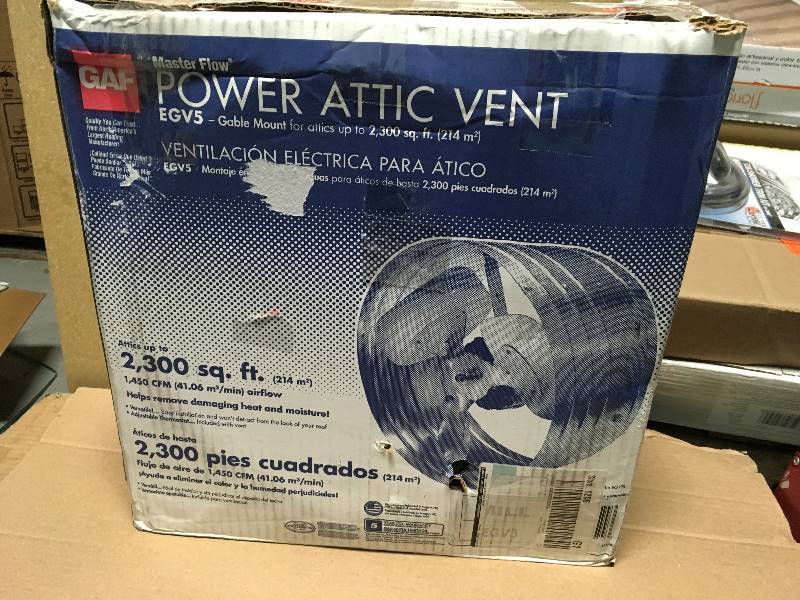 lot 120 image: Master Flow 1450 CFM Power Gable Mount Attic Fan  in good condition