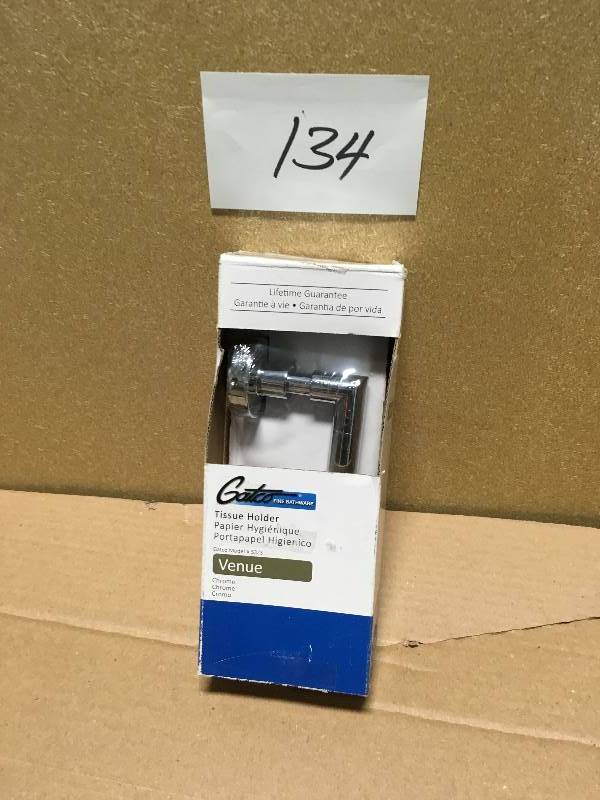 lot 134 image: Gatco Venue Euro Single Post Toilet Paper Holder in Chrome  in good condition