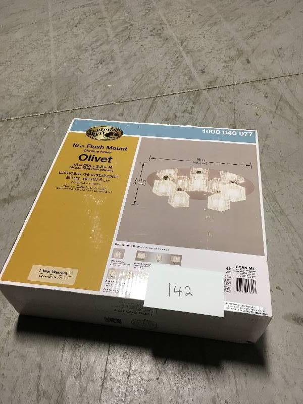 lot 142 image: Hampton Bay Olivet 16 5-Light Chrome Flushmount 1000040977  in good condition
