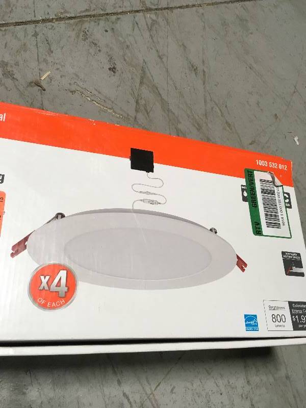 lot 144 image: Ultra Slim 6 in. New Construction and Remodel Color Selectable Canless LED Recessed Kit (4-Pack)  in good condition