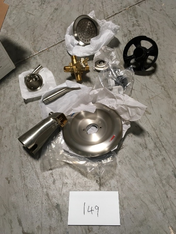 lot 149 image: Banbury Single-Handle 1-Spray 1.75 GPM Tub and Shower Faucet with Valve in Spot Resist Brushed Nickel  in good condition
