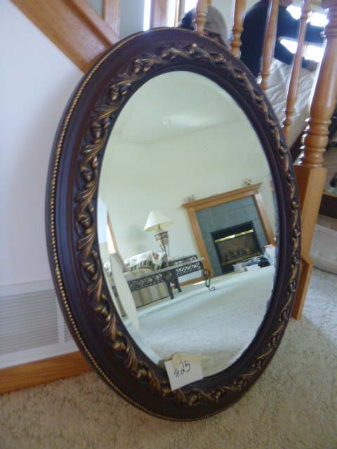 Oval Framed Oval Beveled Mirror