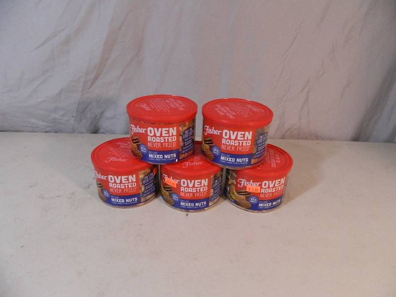 lot 21 image: 5 New Cans of Fisher Mixed Nuts