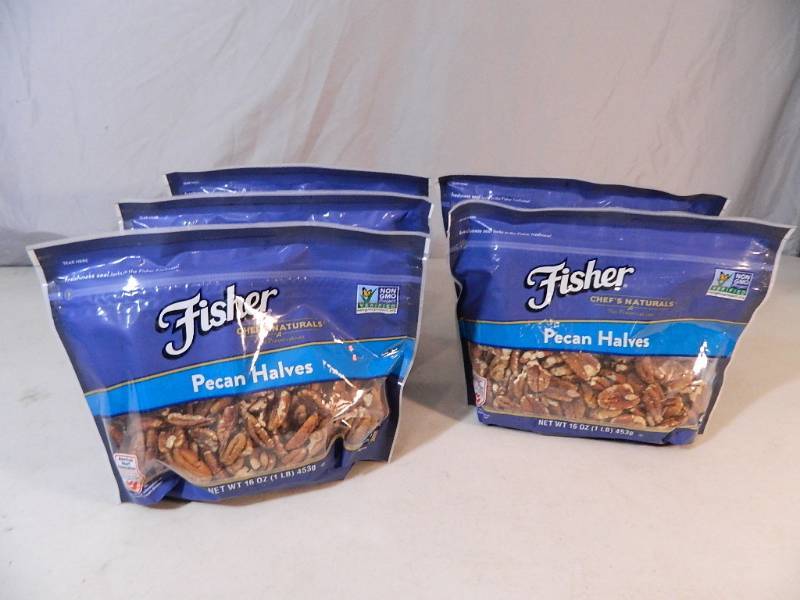lot 36 image: 5 New Bags of Fisher Pecan Halves