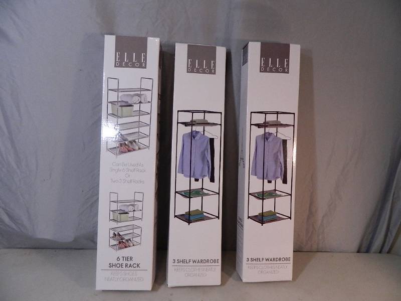 lot 47 image: 3 New Elle Racks and Wardrobes