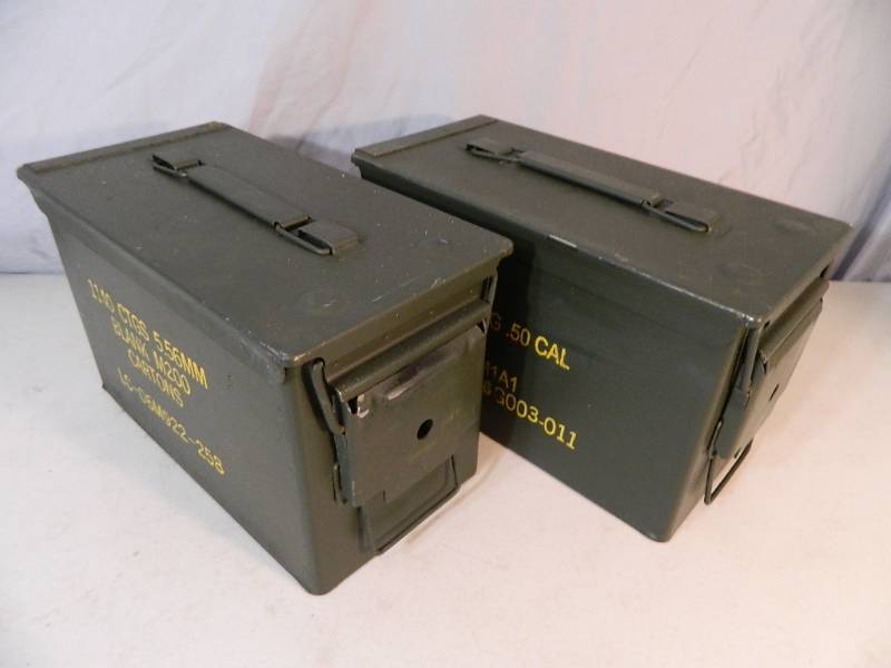 lot 81 image: 2 Metal U.S. Surplus Ammo Cans