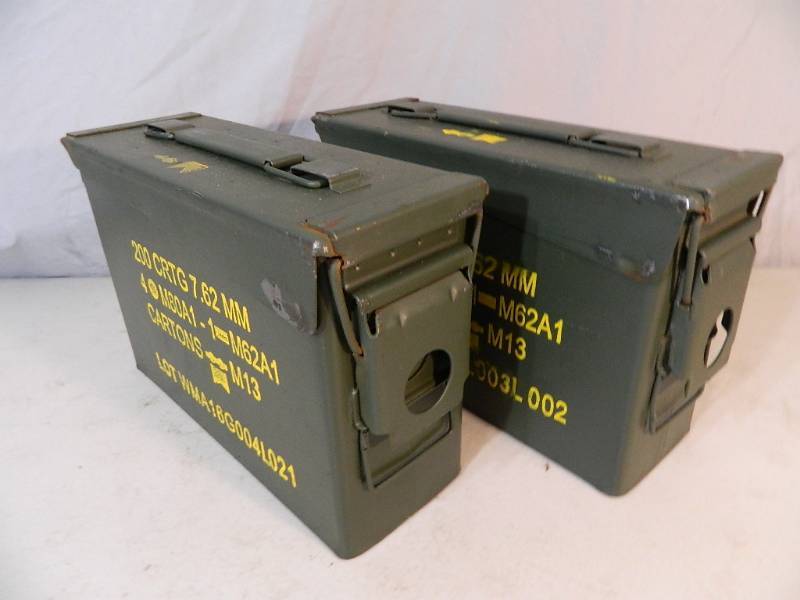 lot 82 image: 2 Metal U.S. Surplus Ammo Cans