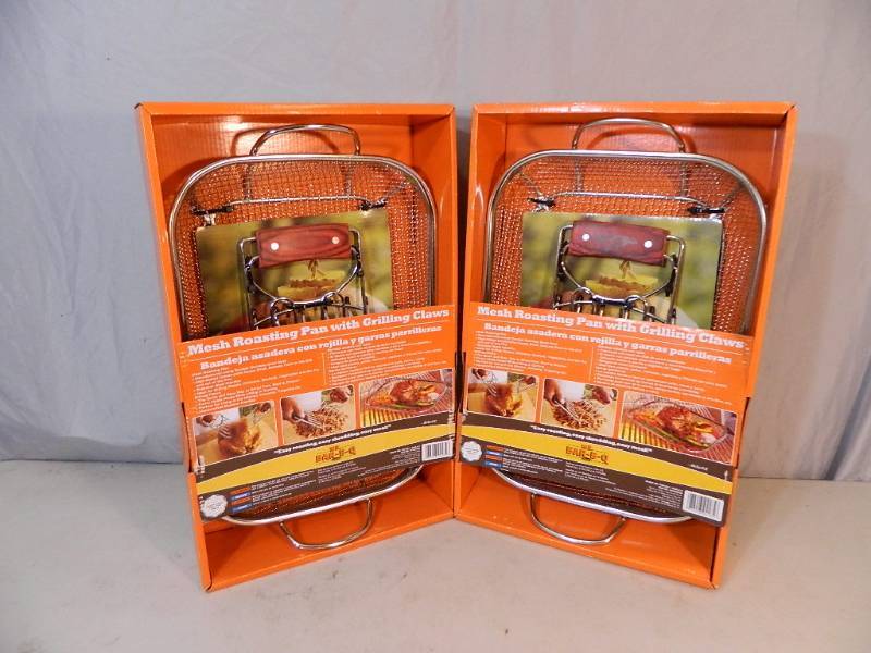 lot 87 image: 2 New Mesh Roasting Pans with Grilling Claws