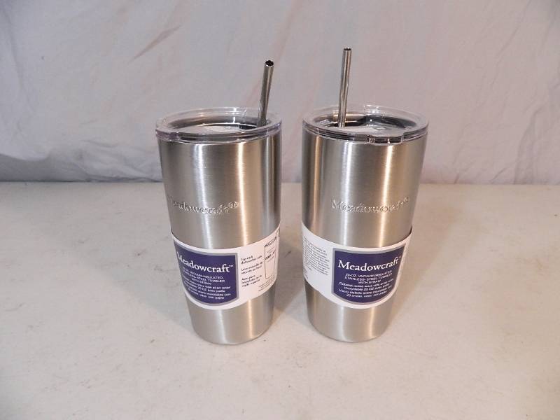 lot 89 image: 2 New Tumblers with Metal Straws