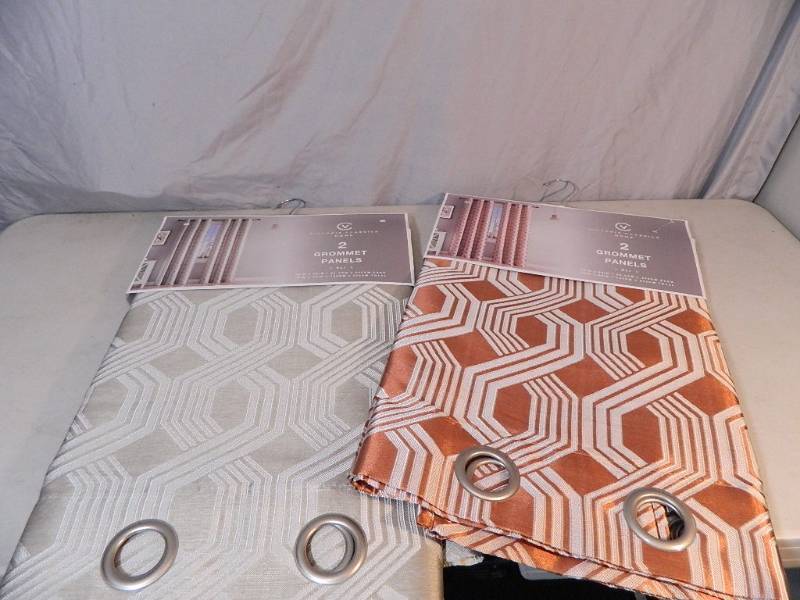 lot 92 image: 2 New Sets of Grommet Panel Curtains