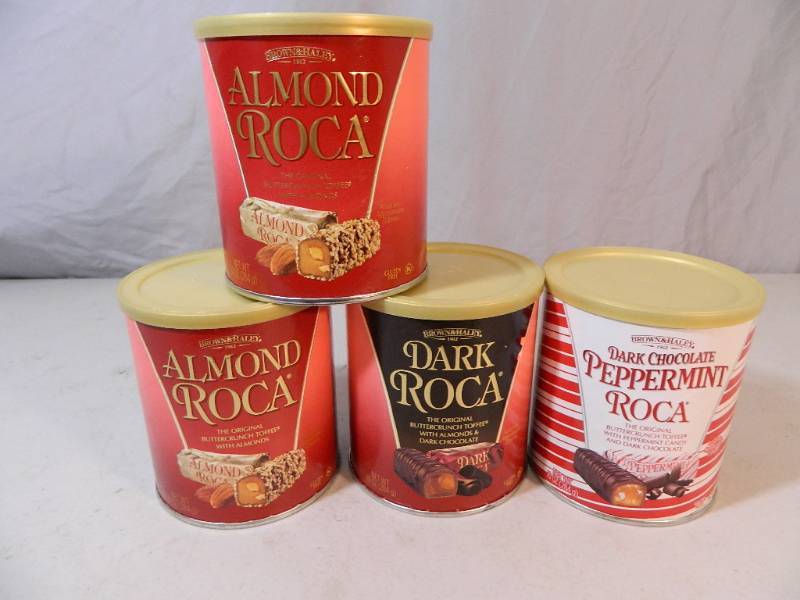 lot 112 image: 4 New Canisters of Almond Roca