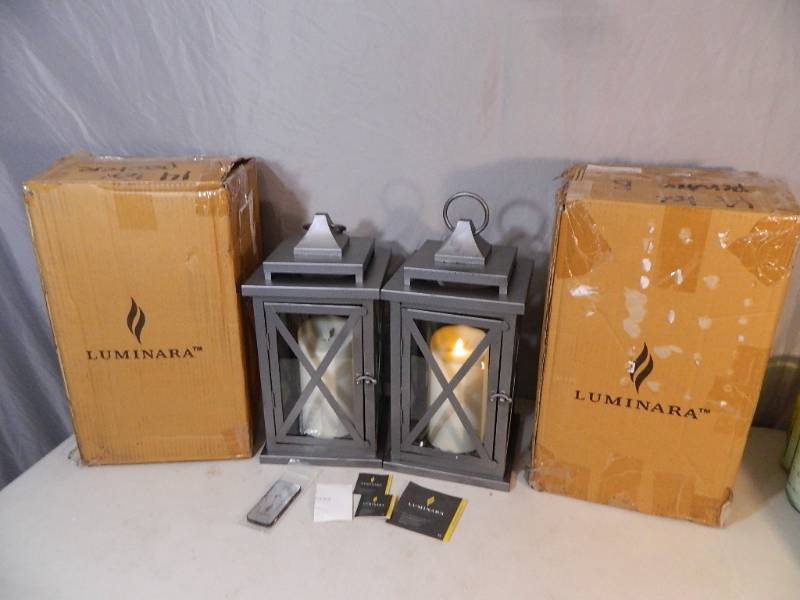 lot 126 image: Pair of Luminara Lanterns with Flameless Candles