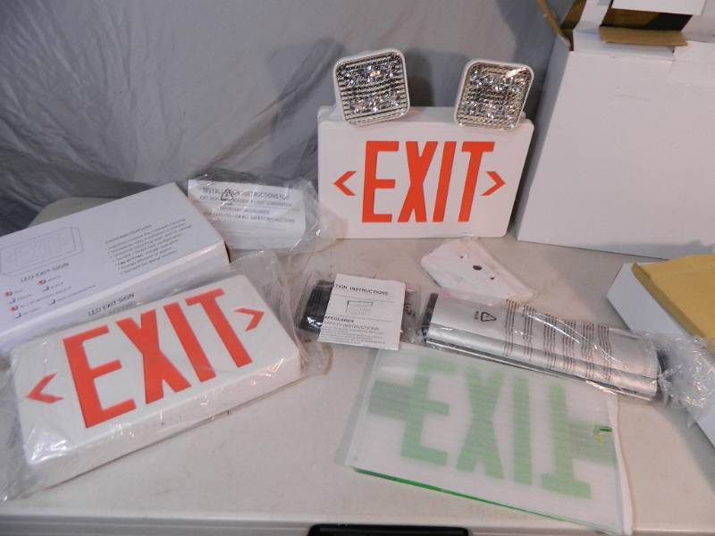 lot 128 image: 3 New LED Exit Signs
