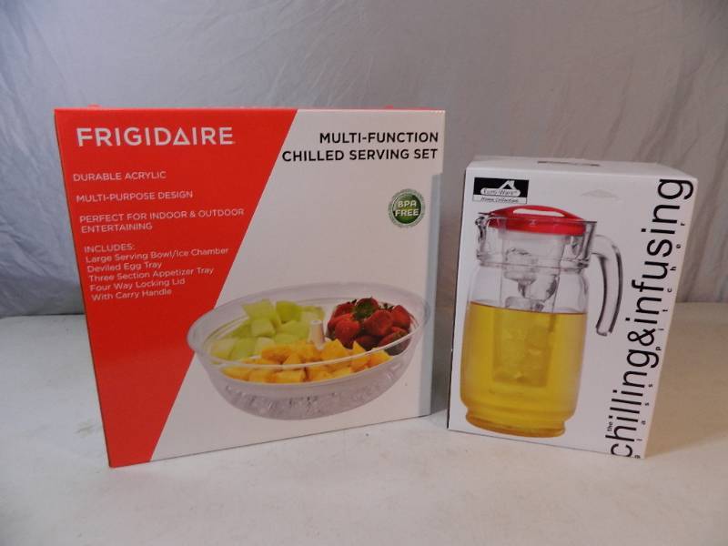 lot 135 image: New Frigidaire Serving Set and New Infuser Pitcher