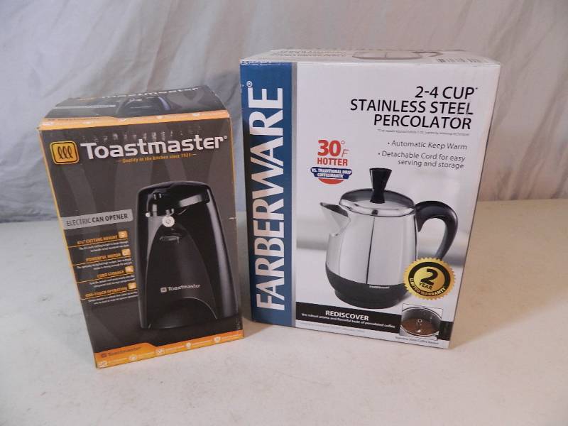 lot 146 image: New Electric Can Opener and New Percolator