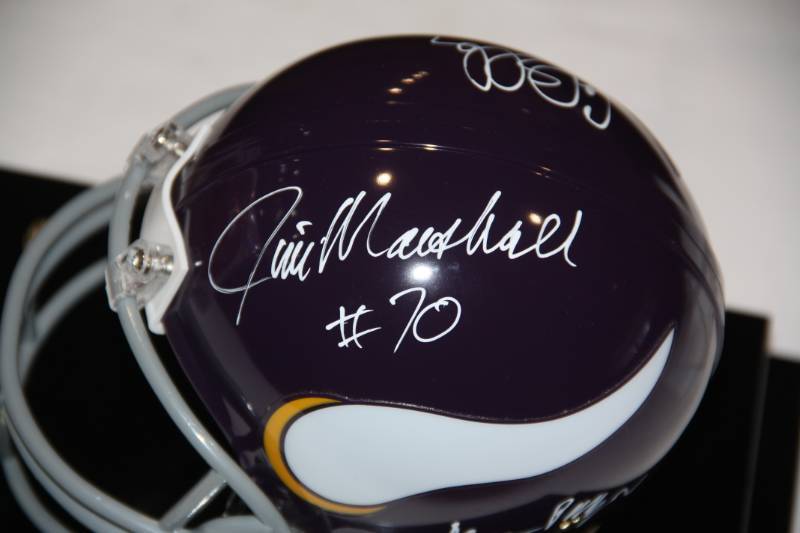 lot 78 image: Minnesota Vikings Purple People Eaters Auto Mini Helmet with Case