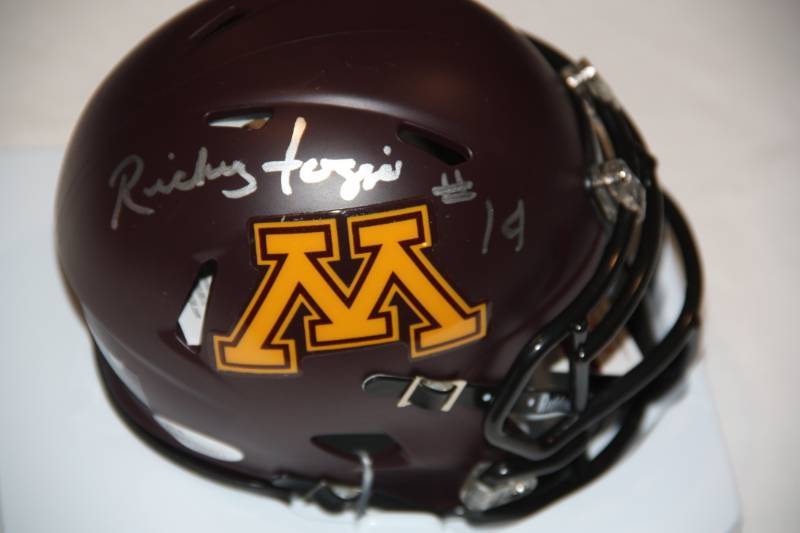 lot 80 image: Minnesota Gophers Riddell Mini Helmet Rickey Foggie Auto JSA COA