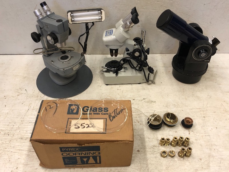 lot 39 image: Meade Microscope, AO-Spencer Microscope, Assorted Accessories  Supplies
