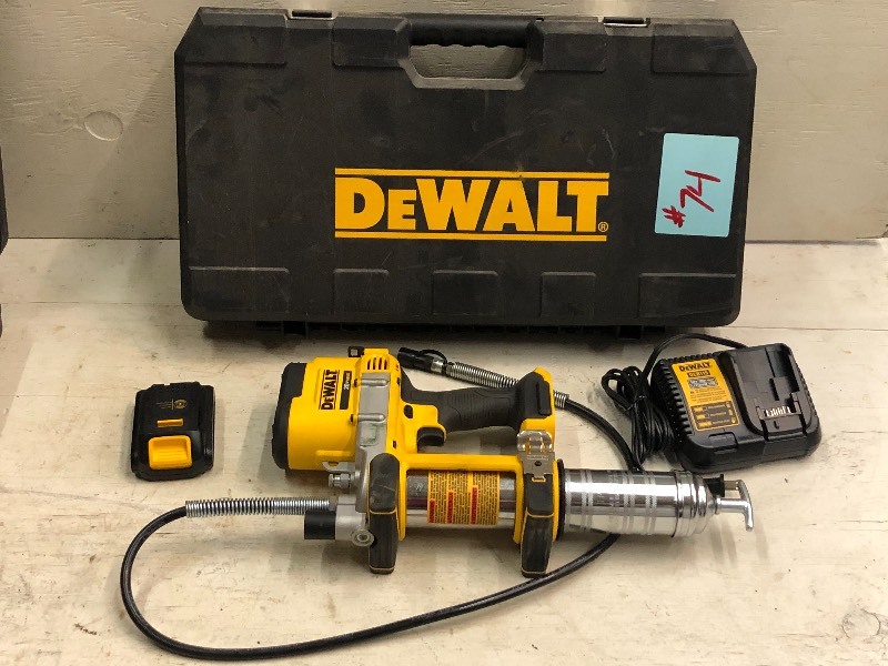 lot 74 image: DeWalt Cordless Grease Gun Set