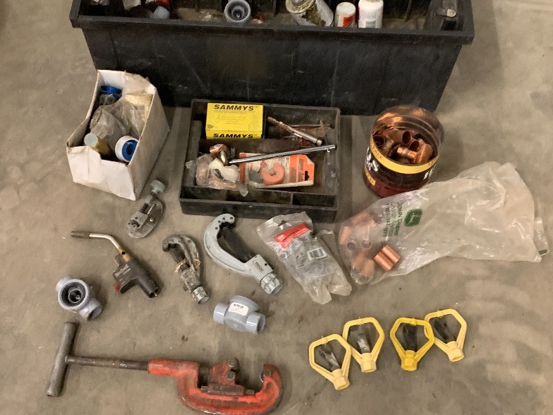 Storage Chest With Copper Pipe Contents