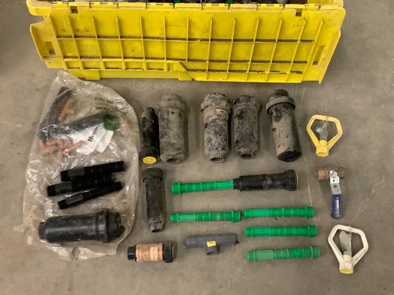 Plastic Tote Of Copper & PVC Pipe Supplies