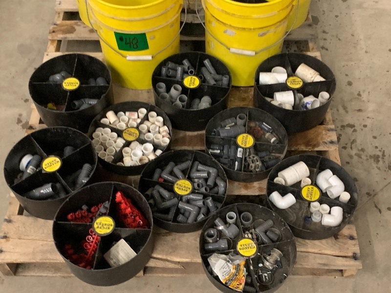 (5) Storage Buckets Of Irrigation Supplies