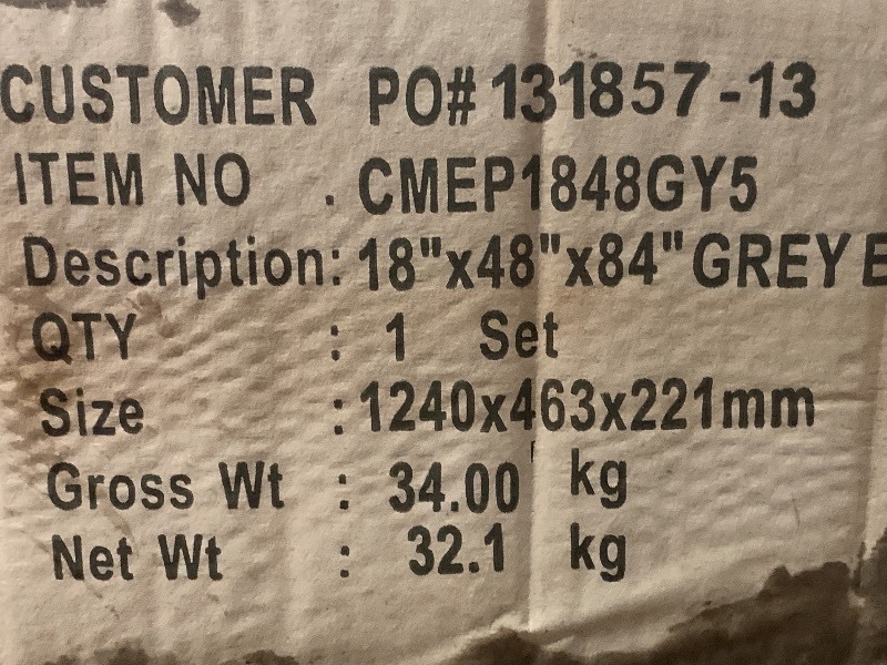 (1) Set Of Grey Epoxy Wire Shelving