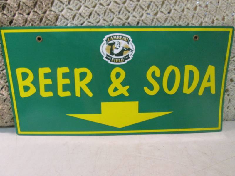 lot 6 image: Lambeau Field Beer & Soda Sign 24 ...