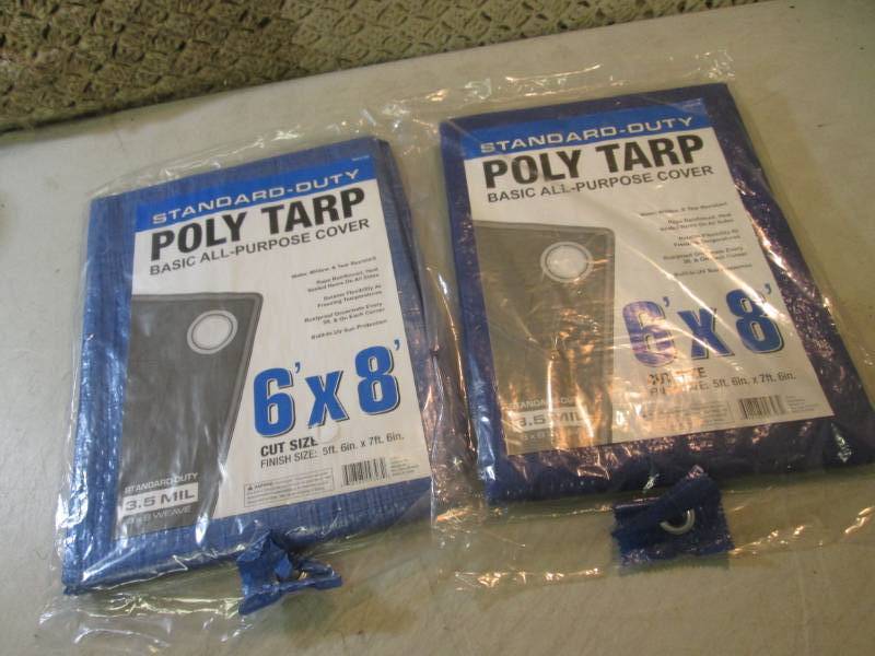 lot 49 image: Lot of 2 6 ft x 8 ft Poly Tarps New...