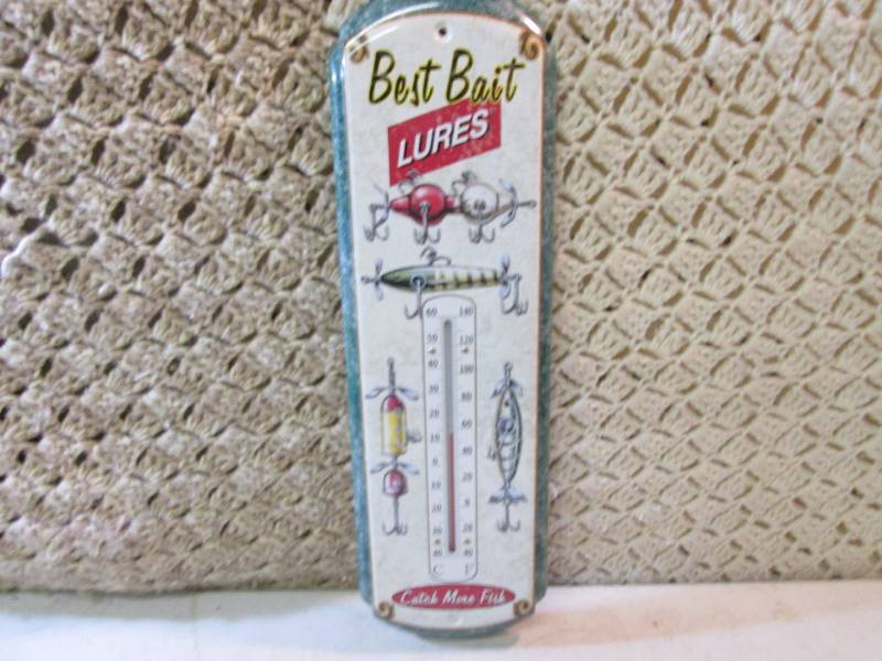 lot 73 image: Tin Best Bait Lures Thermometer 5 ...