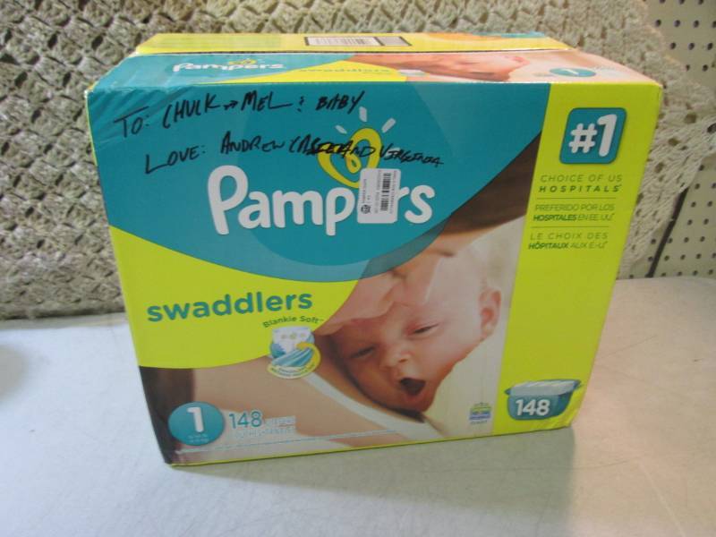 lot 188 image: Box of 148 Pampers Diapers 8-14 pou...