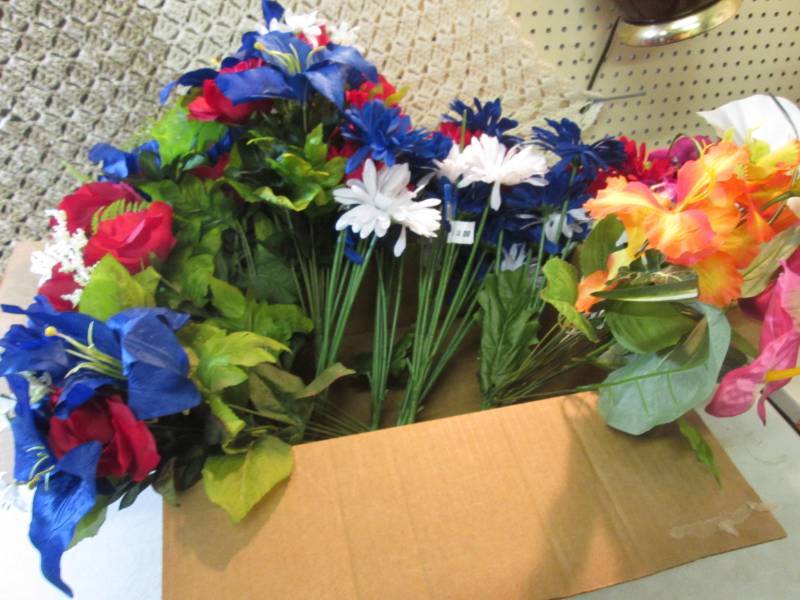 lot 226 image: Box Full of Fake Flower Arrangement...