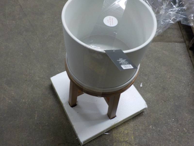 lot 56 image: New Ceramic and Wood Indoor Planter...