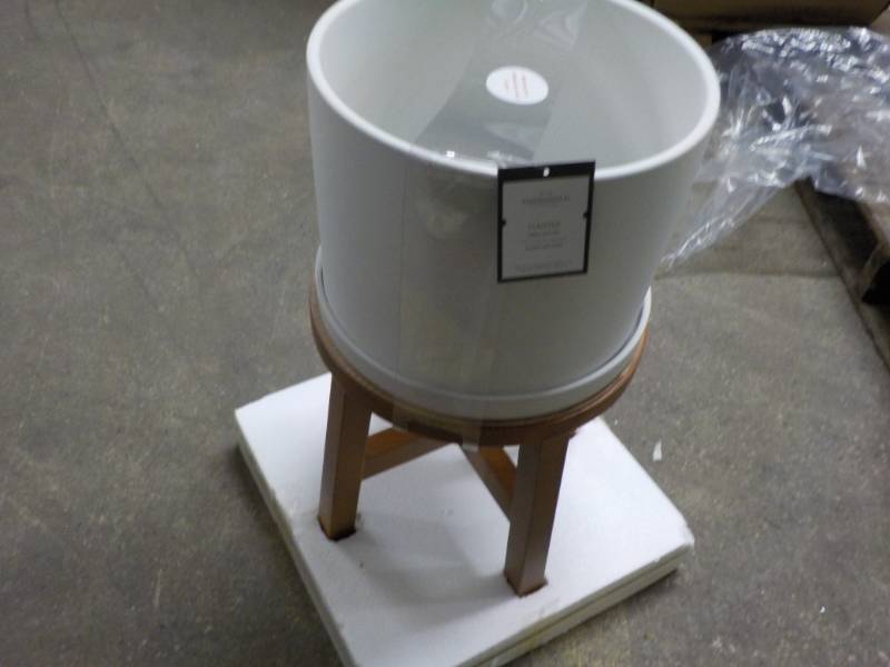 lot 57 image: New Ceramic and Wood Indoor Planter...