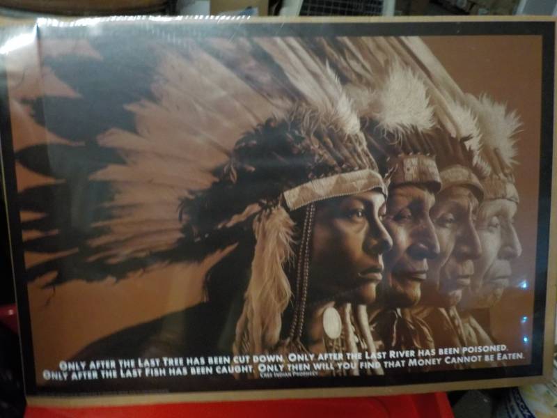 lot 139 image: Cree Indian Prophecy Poster 36 x 24...