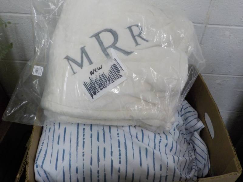 lot 179 image: Monogramed Fleece Blanket 50 x 60 a...