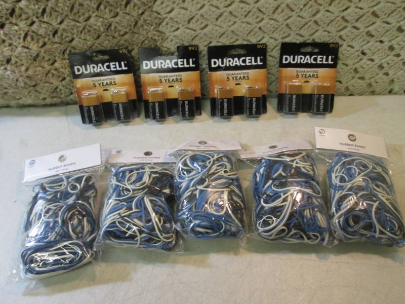 lot 23 image: 9-Volt Batteries and Rubber Bands  ...