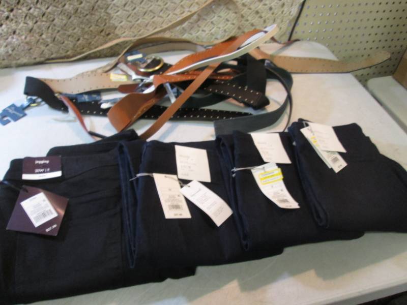 lot 62 image: 4 Pair of Jeans and Assorted Belts ...