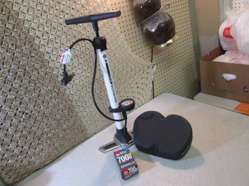 lot 76 image: Schwinn Air Pump and Seat and Bell ...