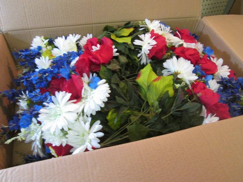 lot 163 image: Box Full of Fake Flowers  CS...