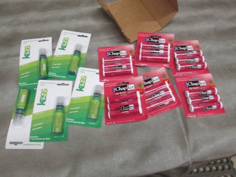18 Cherry Lip Balms, 5 Breath Spray...
