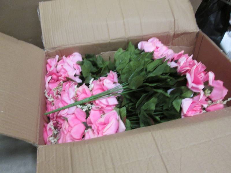 Box of Artificial Pink Roses...