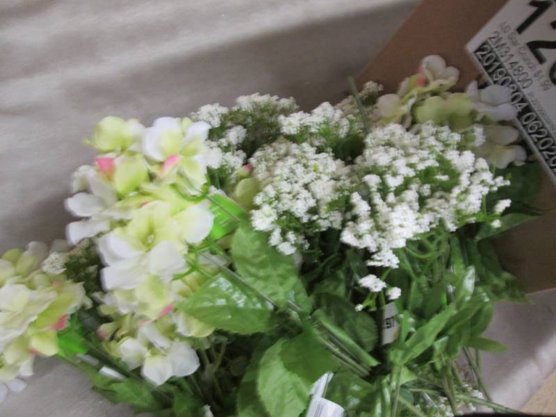 Box of Artificial Flowers & Greens...